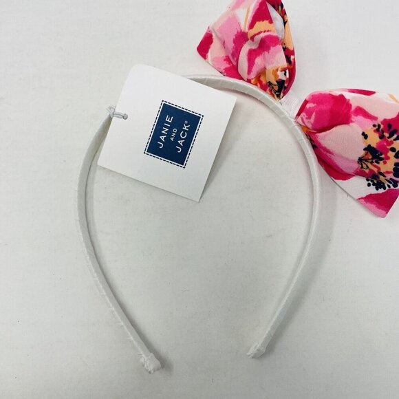 Janie and Jack Baby/Toddler Girls One Size White Headband & Pink Floral Bow - Picture 2 of 5